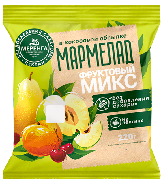  Меренга Мармелад без сахара в кокосовой обсыпке Фруктовый микс, 220г   в Североморске